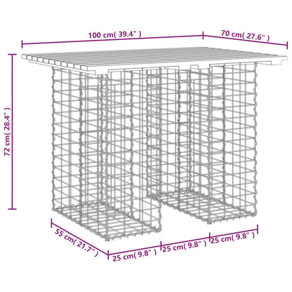 vidaXL Garden Table Gabion Design 100x70x72 cm Solid Wood Douglas