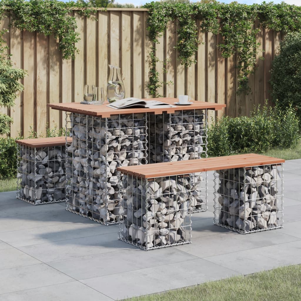 vidaXL Garden Table Gabion Design 100x70x72 cm Solid Wood Douglas