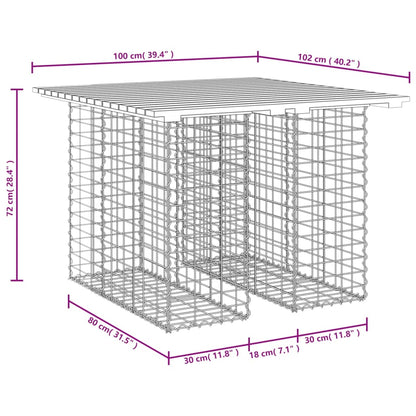 vidaXL Garden Table Gabion Design 100x102x72 cm Impregnated Wood Pine