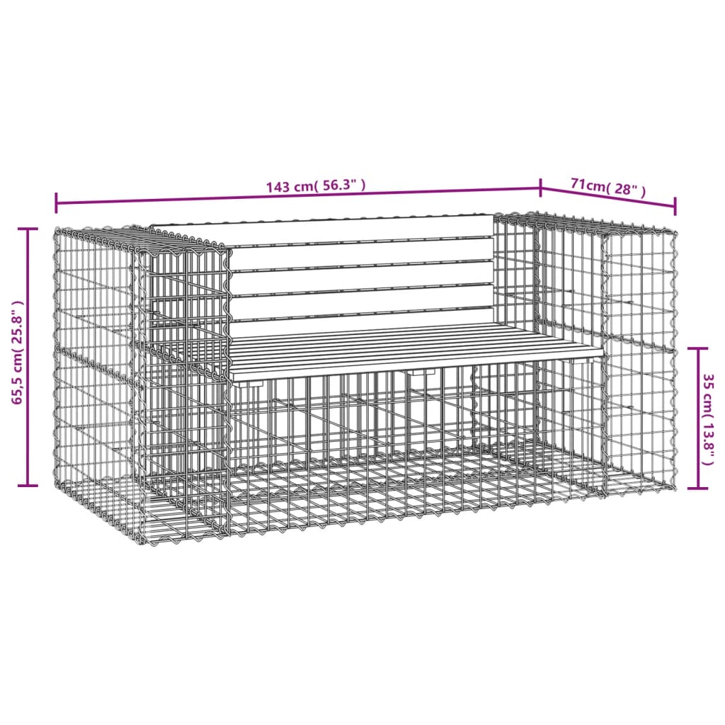 vidaXL Garden Bench | Douglas wood, Galvanised steel | Solid douglas wood