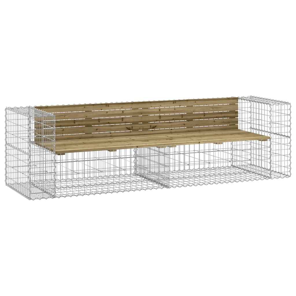 vidaXL Garden Bench Gabion Design 244x71x65.5 cm Impregnated Wood Pine