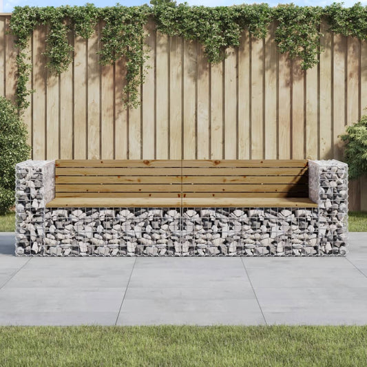 vidaXL Garden Bench Gabion Design 244x71x65.5 cm Impregnated Wood Pine