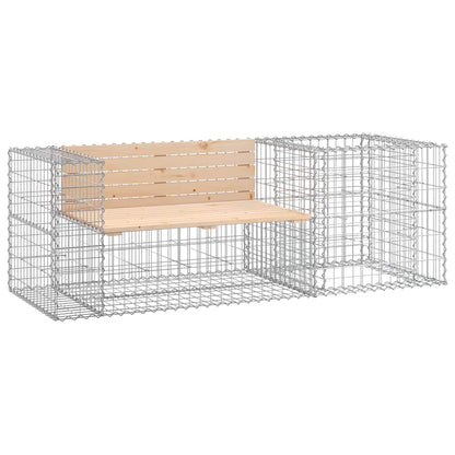 vidaXL Garden Bench With Gabion Basket | Natural Pine, Silver