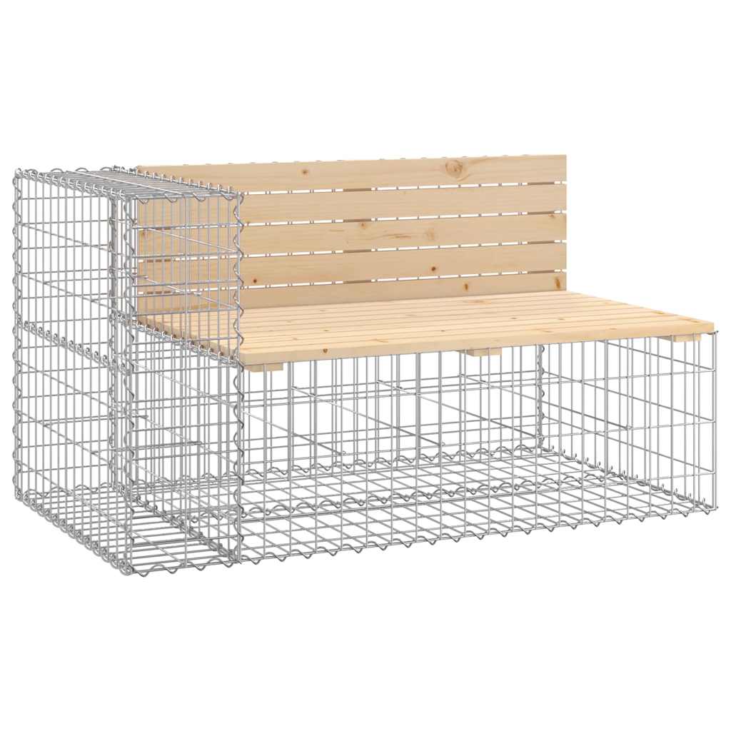vidaXL Garden Bench With Gabion Basket | Natural Pine, Silver