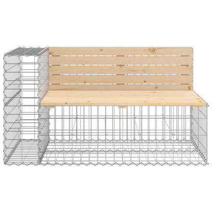 vidaXL Garden Bench With Gabion Basket | Natural Pine, Silver