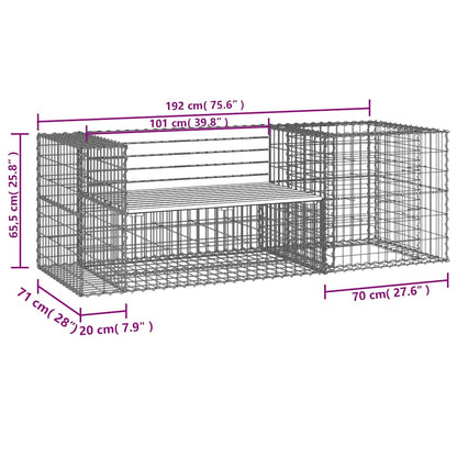 vidaXL Garden Bench With Gabion Basket | Natural Pine, Silver