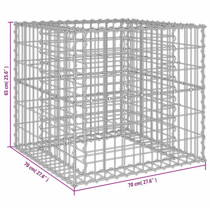 vidaXL Gabion Basket Silver 70x70x65 cm Galvanised Iron