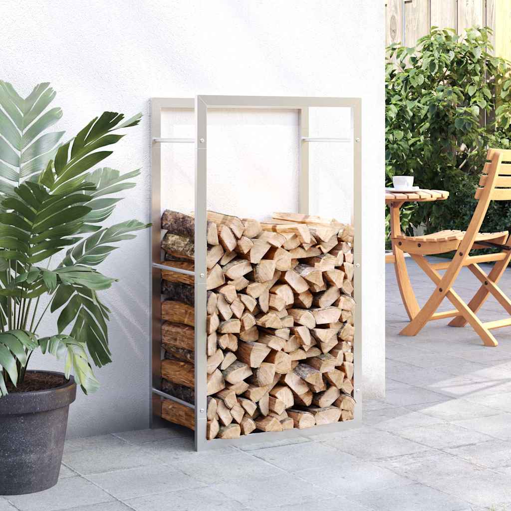 vidaXL Firewood Rack 50x28x94 cm Stainless Steel