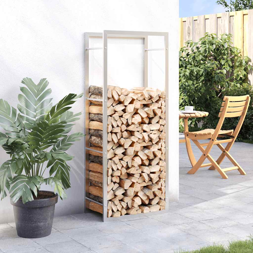 vidaXL Firewood Rack 50x28x132 cm Stainless Steel