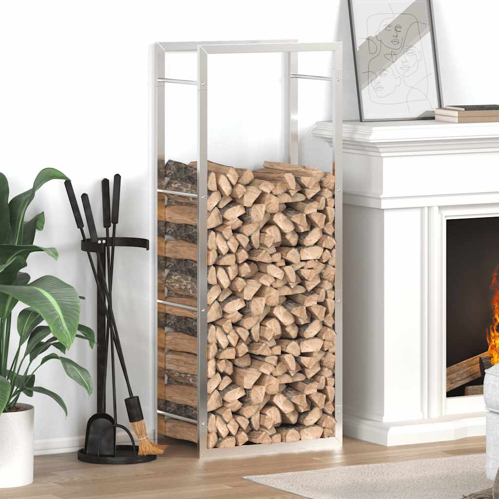 vidaXL Firewood Rack 50x28x132 cm Stainless Steel
