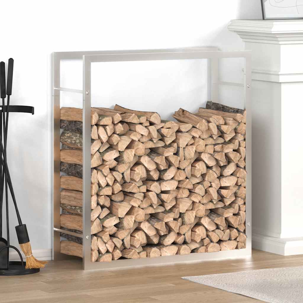 vidaXL Firewood Rack 80x28x86 cm Stainless Steel