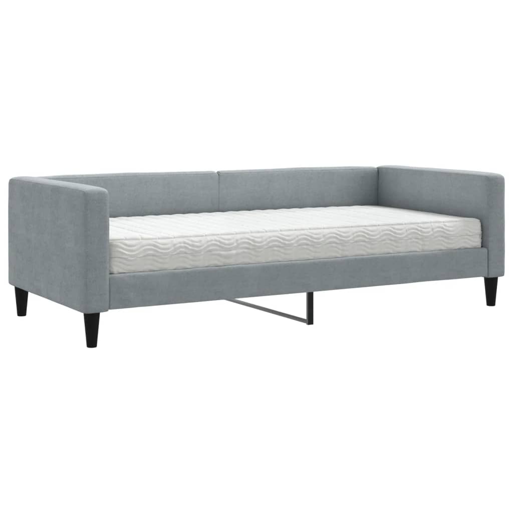 vidaXL Daybed with Mattress Light Grey 90x190 cm Fabric