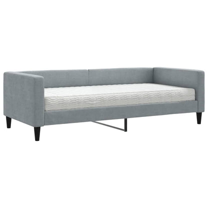vidaXL Daybed with Mattress Light Grey 90x190 cm Fabric