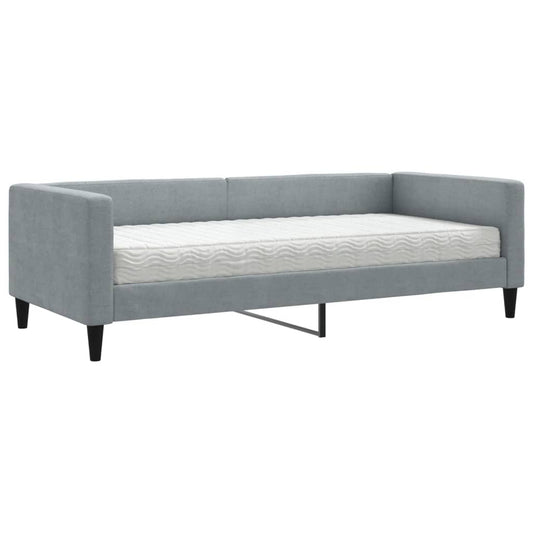 vidaXL Daybed with Mattress Light Grey 90x190 cm Fabric