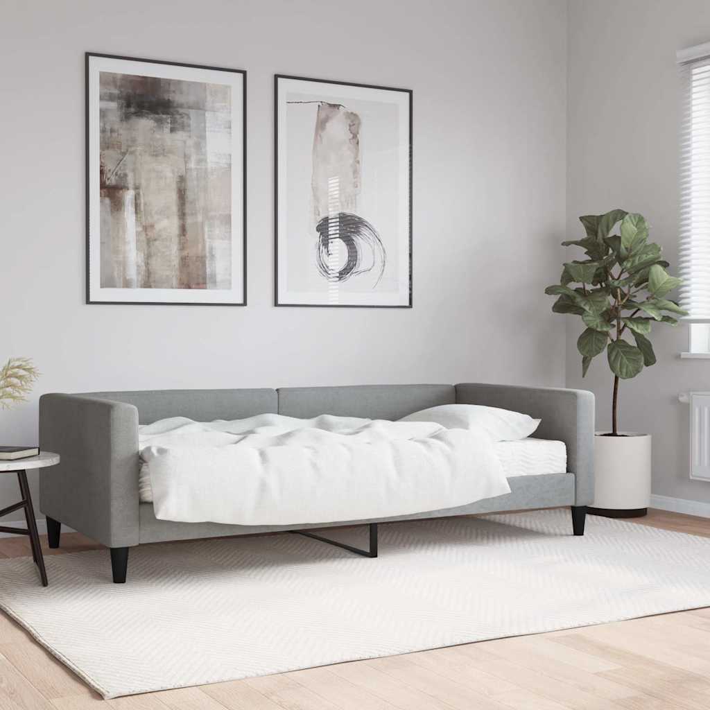 vidaXL Daybed with Mattress Light Grey 90x190 cm Fabric