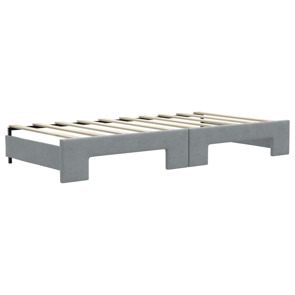 vidaXL Daybed with Trundle and Drawers Light Grey 90x190 cm Fabric