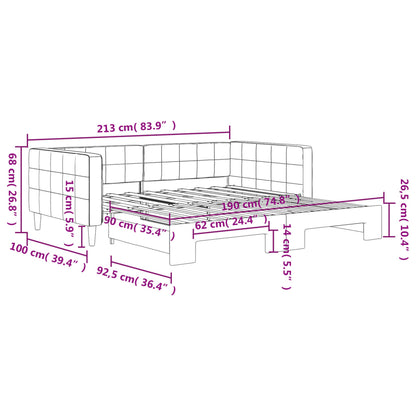 vidaXL Daybed with Trundle without Mattress Dark Grey 90x190 cm Single