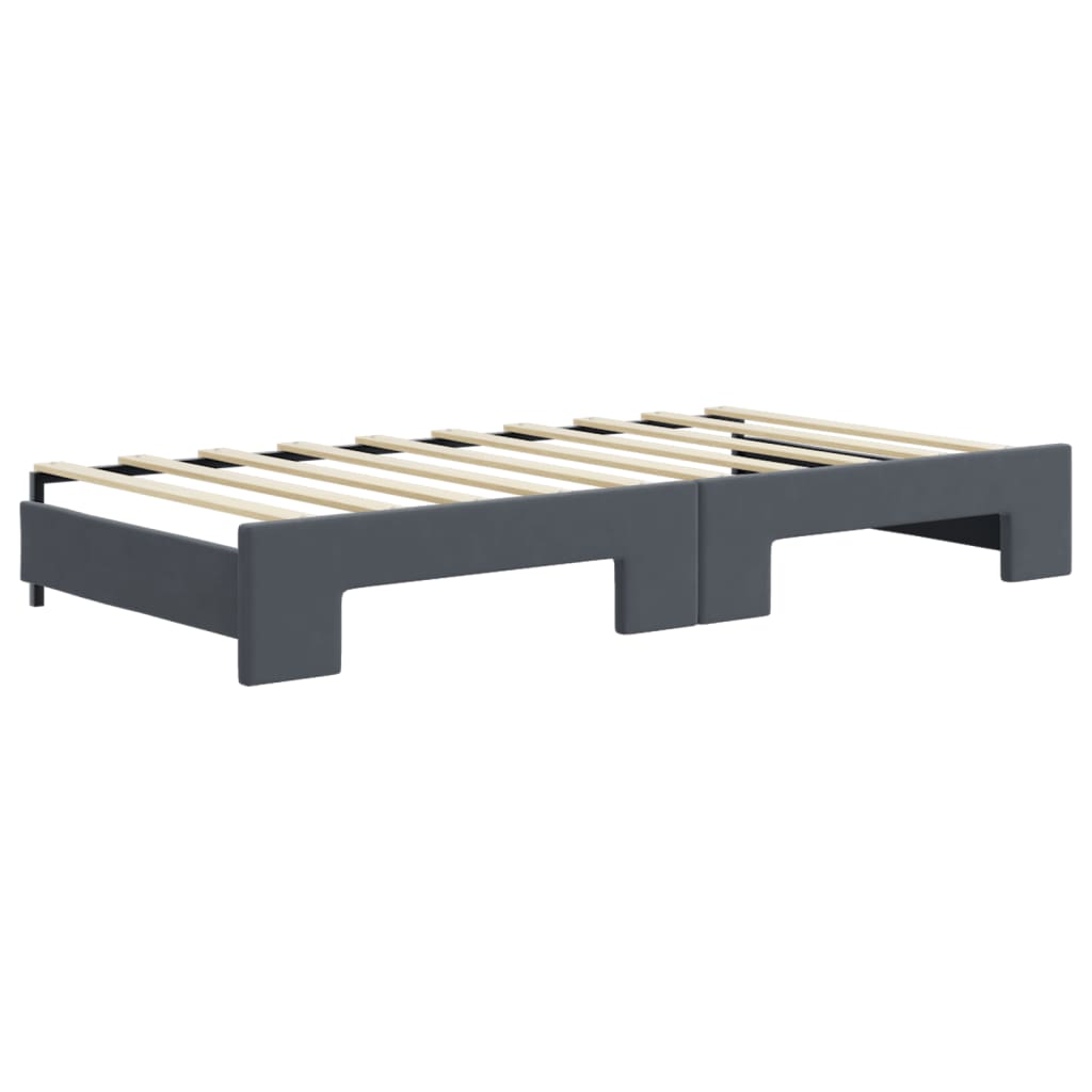 vidaXL Daybed with Trundle and Mattresses Dark Grey 90x190 cm Velvet