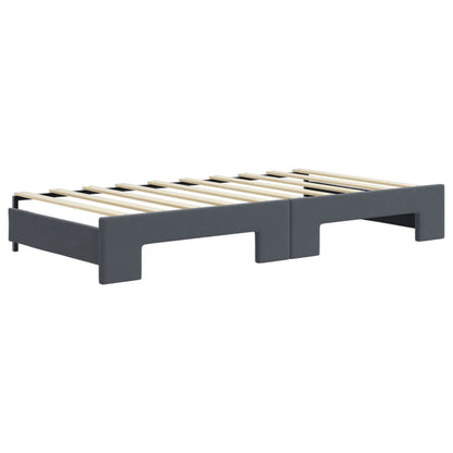 vidaXL Daybed with Trundle and Mattresses Dark Grey 90x190 cm Velvet