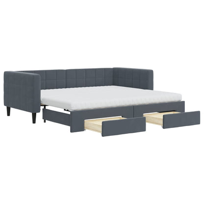 vidaXL Daybed with Trundle and Drawers Dark Grey 90x190 cm Velvet