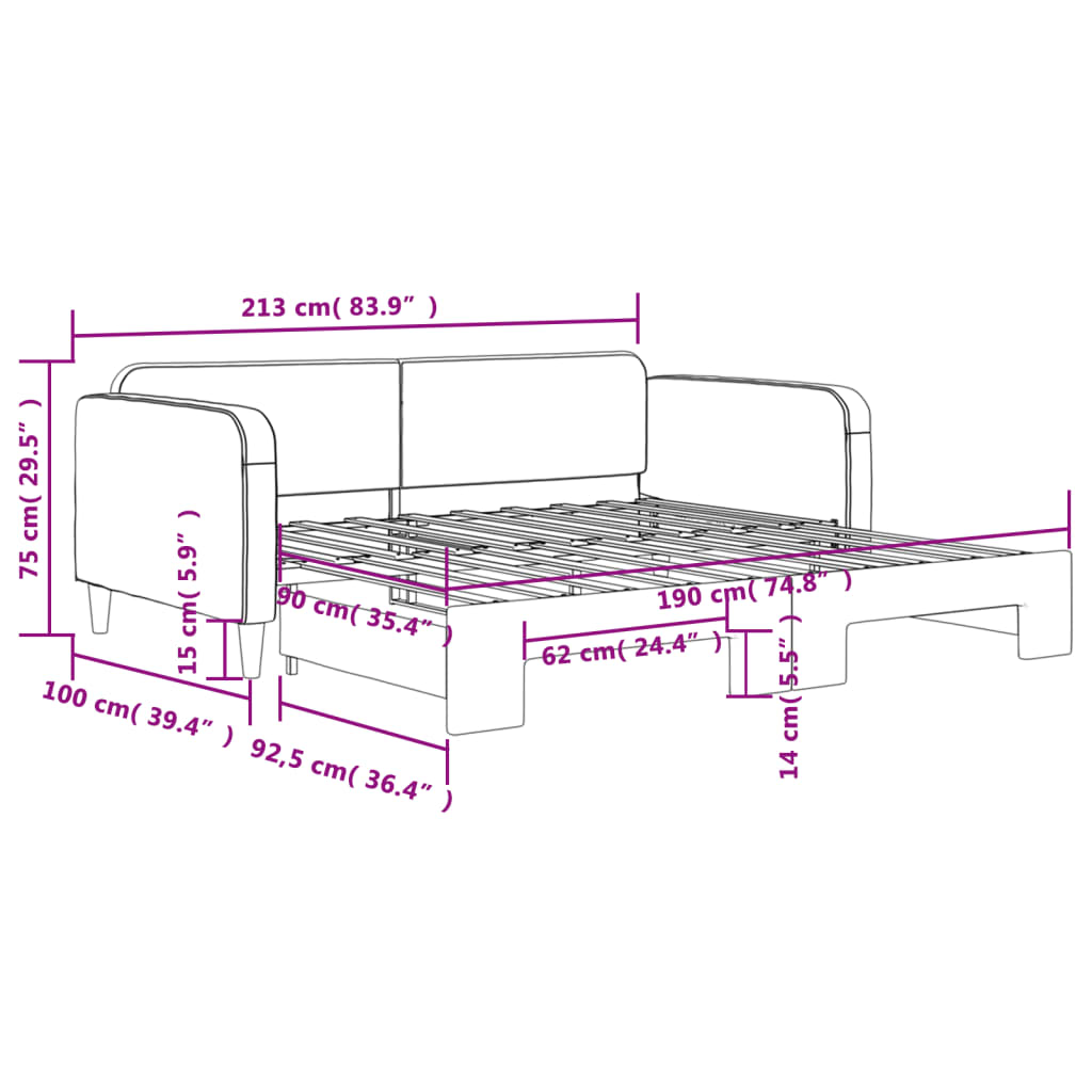 vidaXL Daybed with Trundle without Mattress Light Grey 90x190 cm Single
