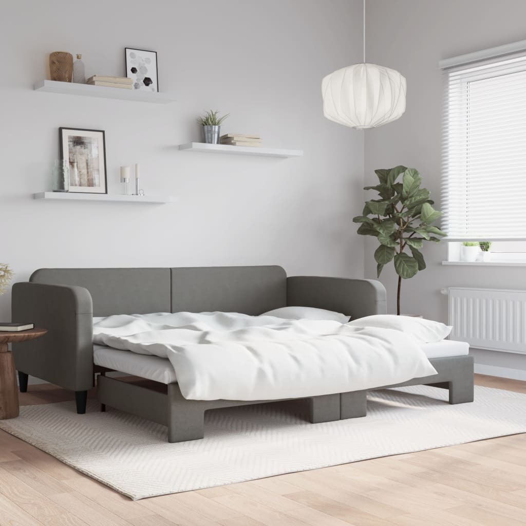 vidaXL Daybed with Trundle without Mattress Dark Grey 90x190 cm Single