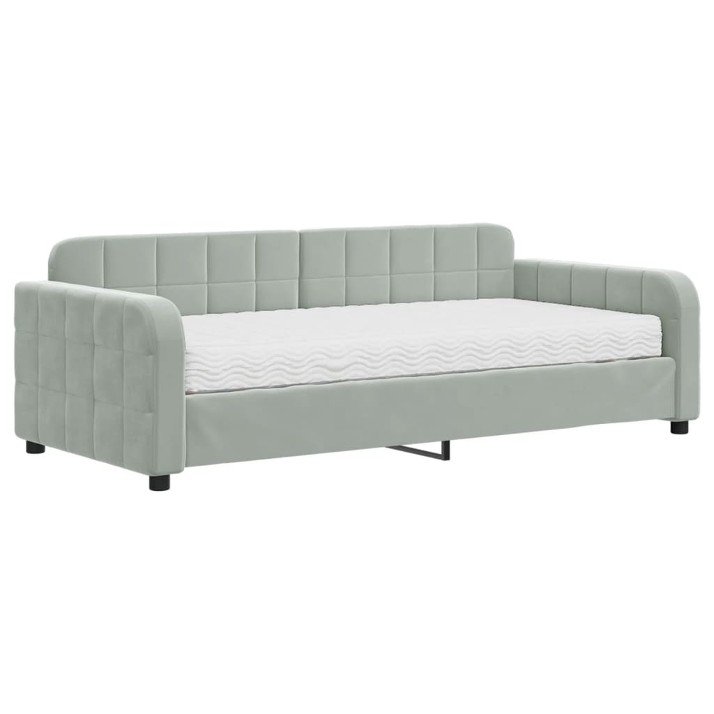 vidaXL Daybed with Mattress Light Grey 90x190 cm Velvet