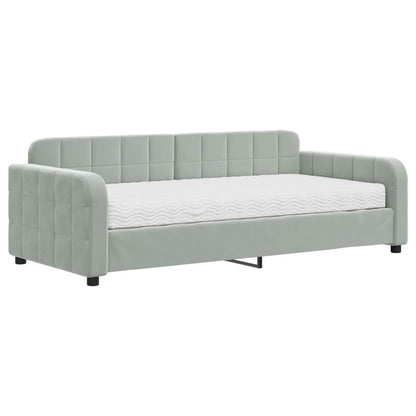 vidaXL Daybed with Mattress Light Grey 90x190 cm Velvet