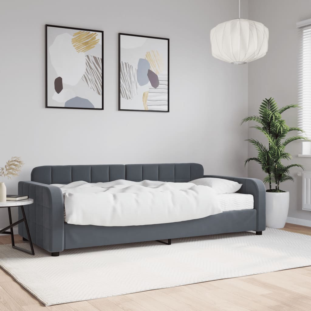 vidaXL Daybed with Mattress Dark Grey 90x190 cm Velvet