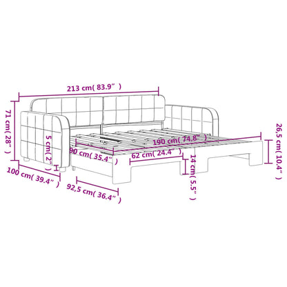 vidaXL Daybed with Trundle without Mattress Light Grey 90x190 cm Single