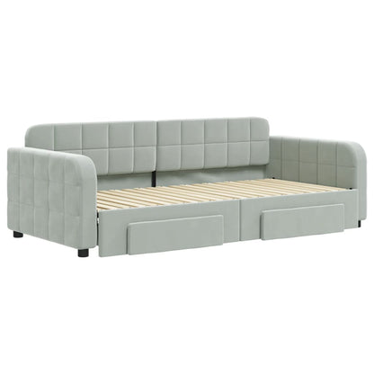 vidaXL Daybed with Trundle&Drawers without Mattress Light Grey 90x190 cm Single