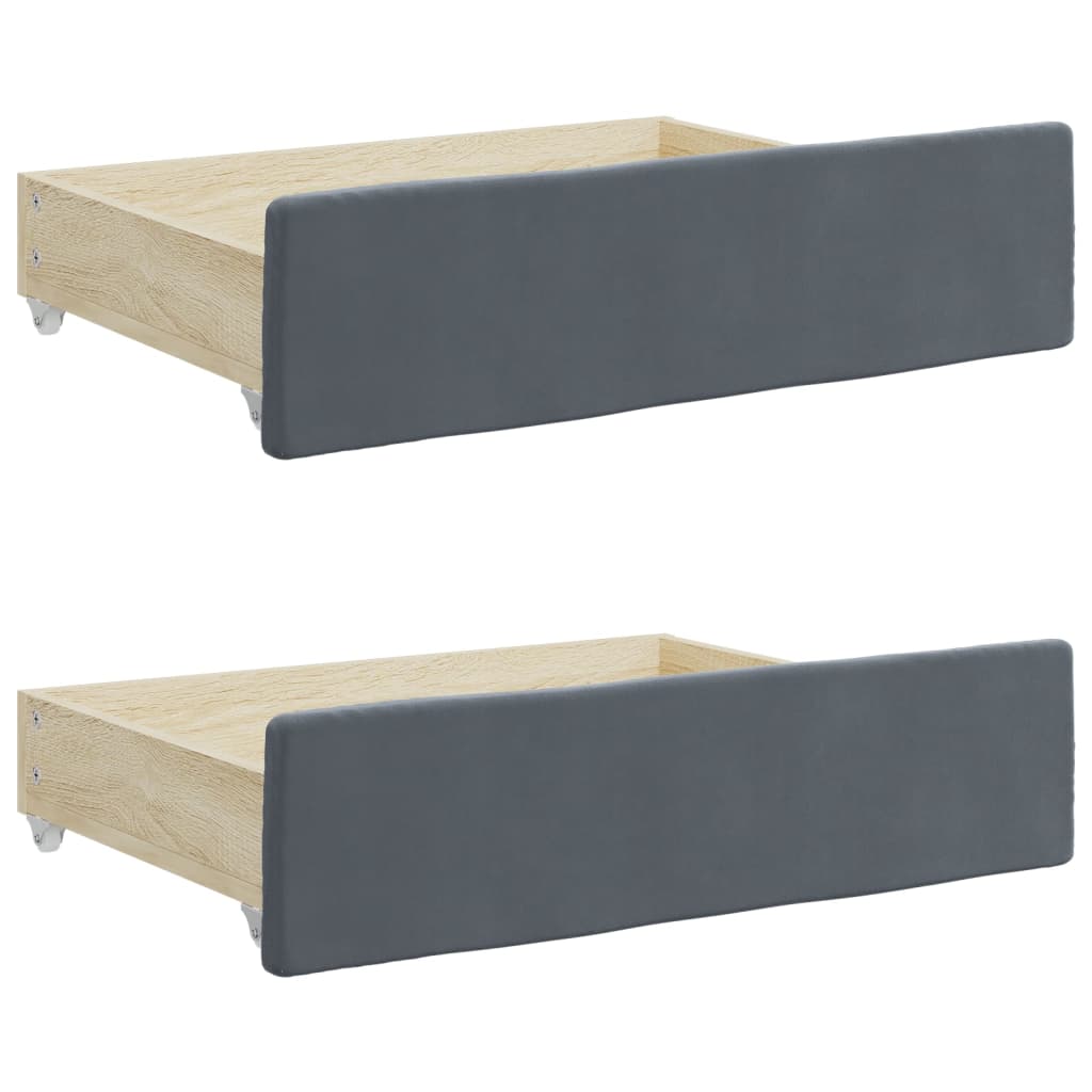 vidaXL Daybed with Trundle&Drawers without Mattress Dark Grey 90x190 cm Single