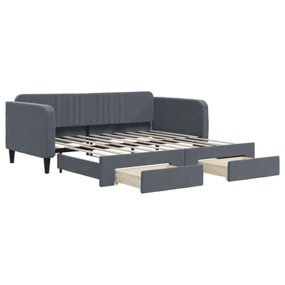 vidaXL Daybed with Trundle&Drawers without Mattress Dark Grey 90x190 cm Single