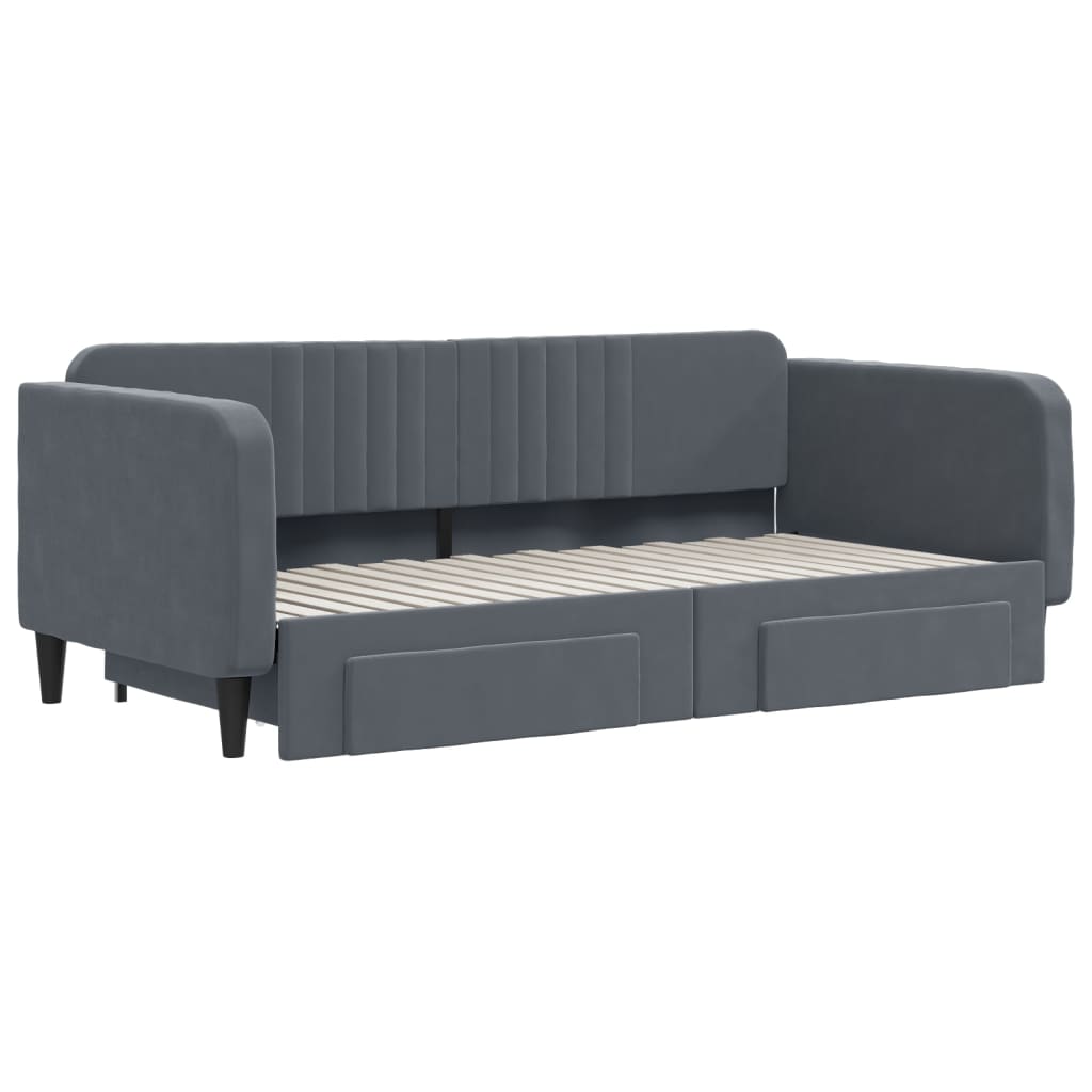 vidaXL Daybed with Trundle&Drawers without Mattress Dark Grey 90x190 cm Single