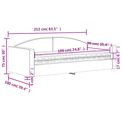 vidaXL Daybed with Mattress Blue Dark Grey 90x190 cm Fabric