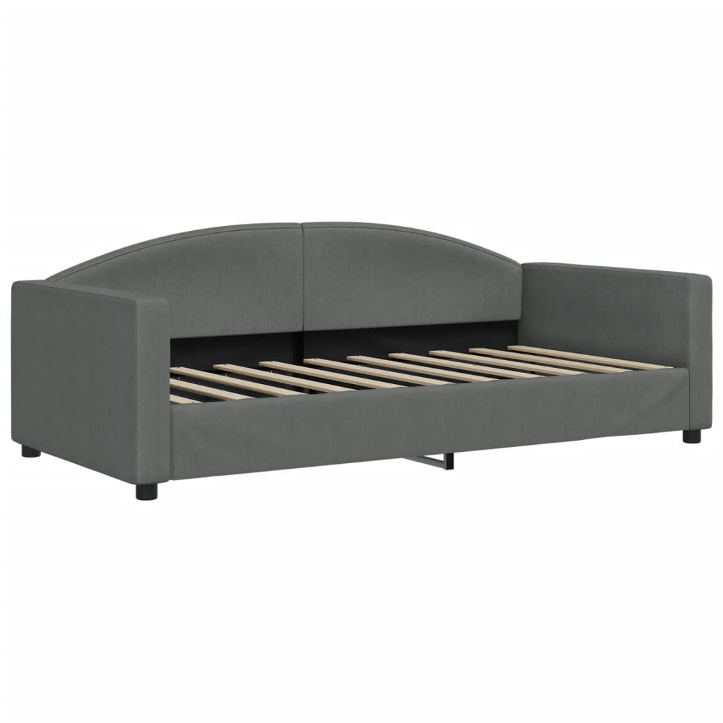vidaXL Daybed with Trundle and Mattresses Dark Grey 90x190 cm Fabric