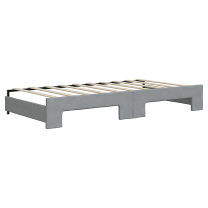 vidaXL Daybed with Trundle and Drawers Light Grey 90x190 cm Fabric