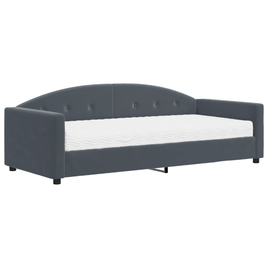 vidaXL Daybed with Mattress Dark Grey 90x190 cm Velvet