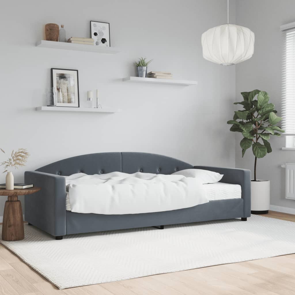 vidaXL Daybed with Mattress Dark Grey 90x190 cm Velvet