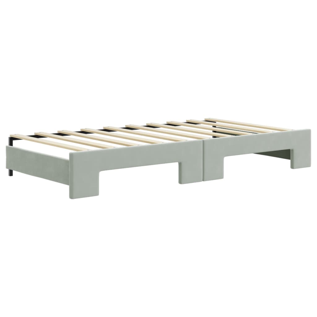 vidaXL Daybed with Trundle without Mattress Light Grey 90x190 cm Single