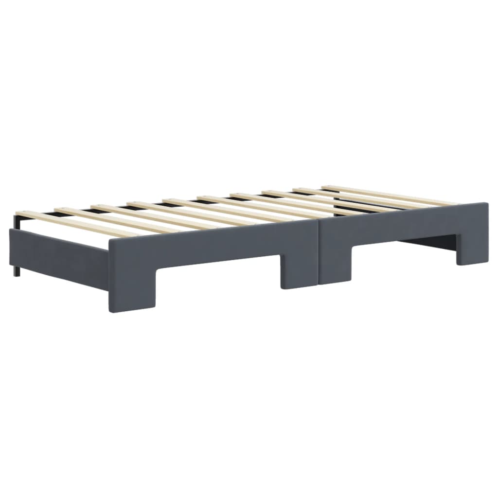 vidaXL Daybed with Trundle and Mattresses Dark Grey 90x190 cm Velvet