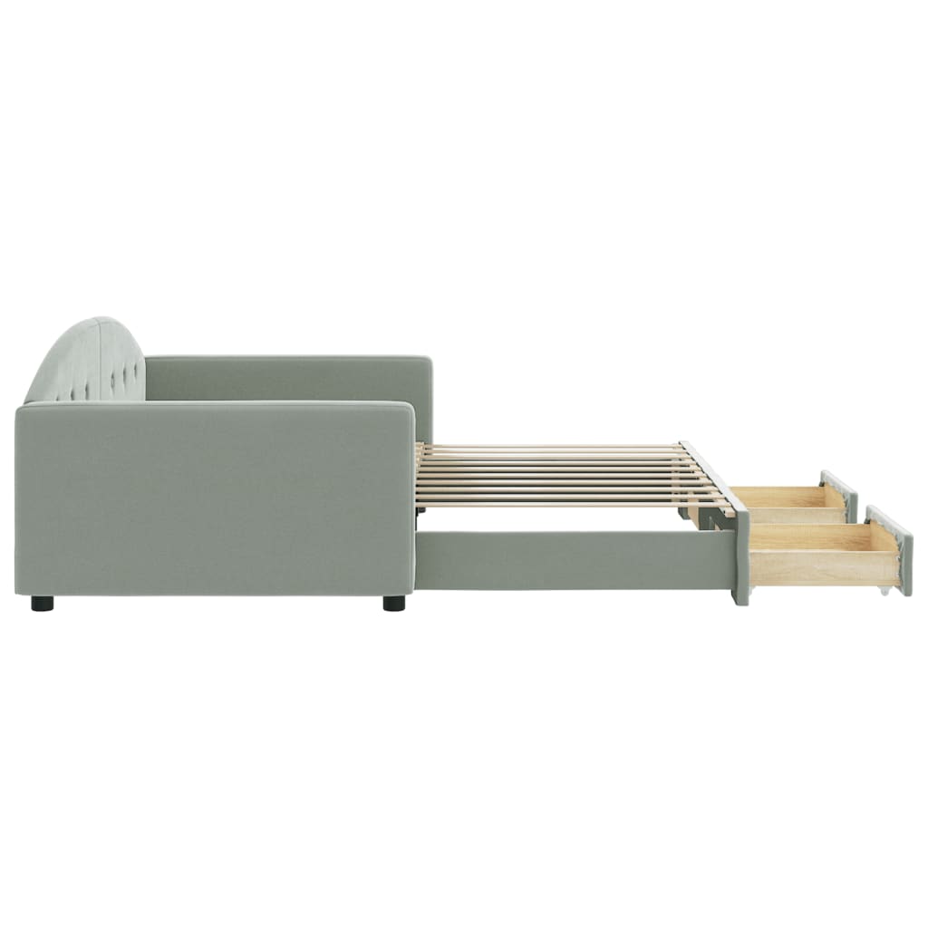 vidaXL Daybed with Trundle&Drawers without Mattress Light Grey 90x190 cm Single