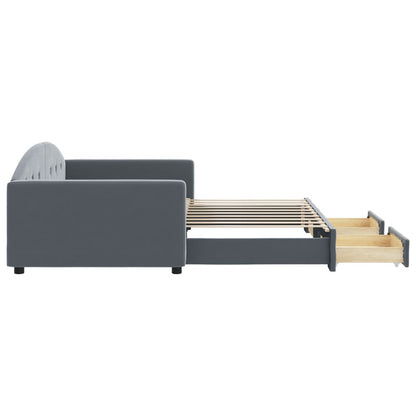 vidaXL Daybed with Trundle&Drawers without Mattress Dark Grey 90x190 cm Single