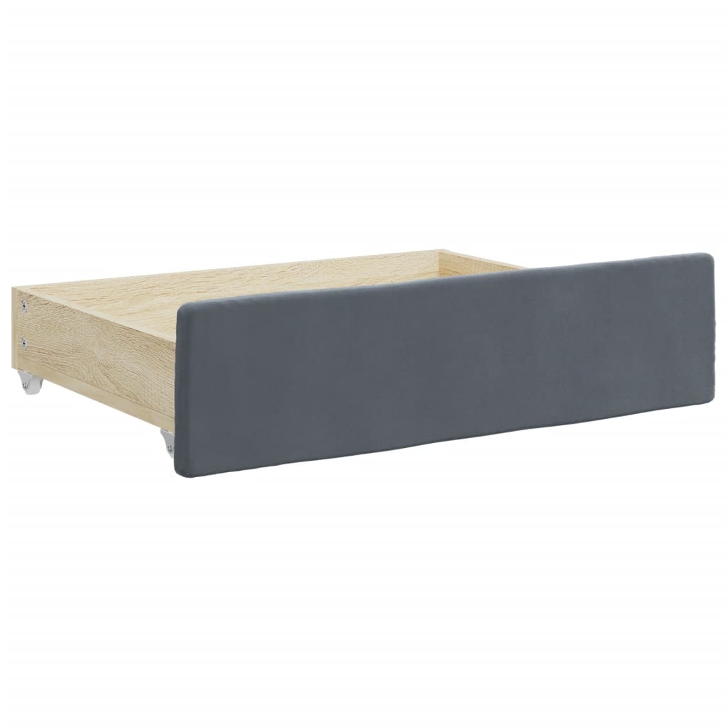vidaXL Daybed with Trundle and Drawers Dark Grey 90x190 cm Velvet