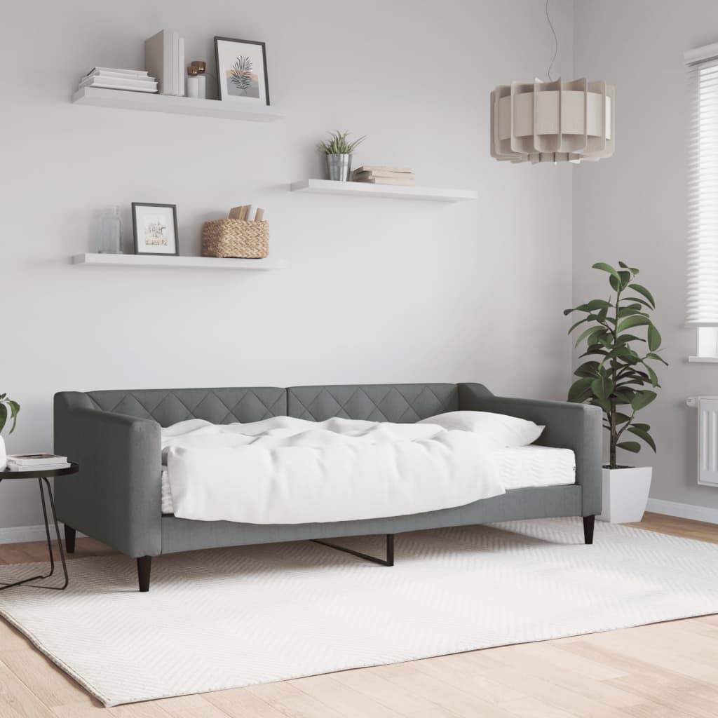 vidaXL Daybed with Mattress Dark Grey 90x190 cm Fabric