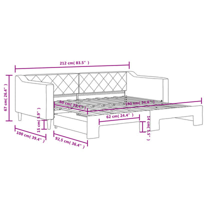 vidaXL Daybed with Trundle without Mattress Dark Grey 90x190 cm Single