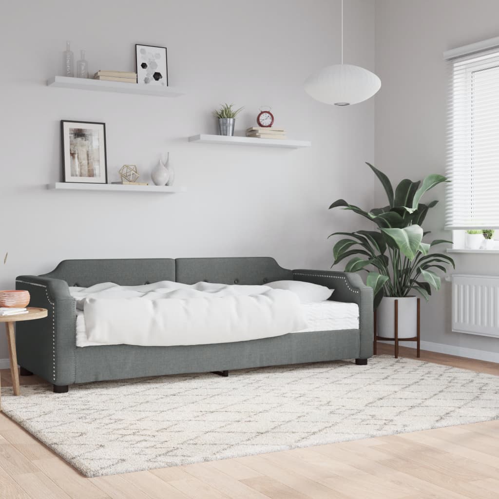 vidaXL Daybed with Mattress Dark Grey 90x190 cm Fabric