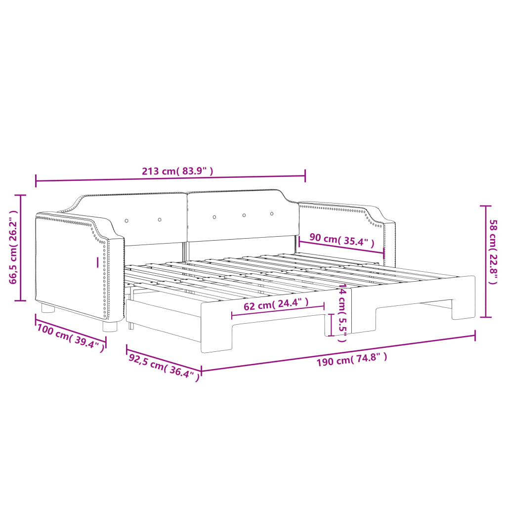 vidaXL Daybed with Trundle without Mattress Light Grey 90x190 cm Single