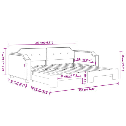 vidaXL Daybed with Trundle without Mattress Light Grey 90x190 cm Single