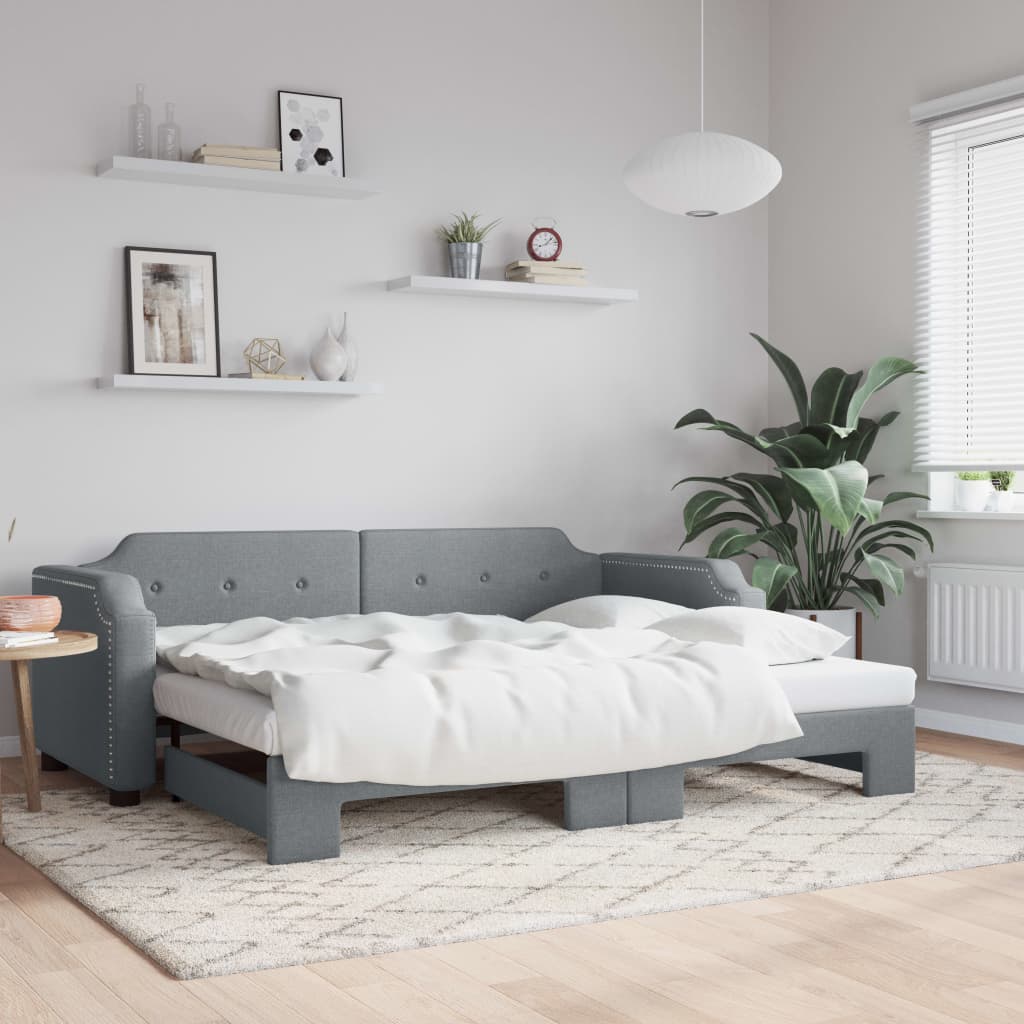 vidaXL Daybed with Trundle without Mattress Light Grey 90x190 cm Single